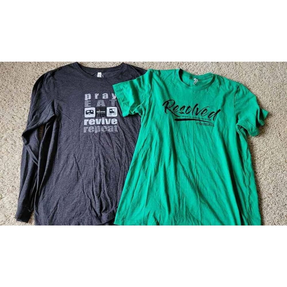 Bella Canvas Graphic Tee Bundle Large Green Grey Spiritual Religious Faith